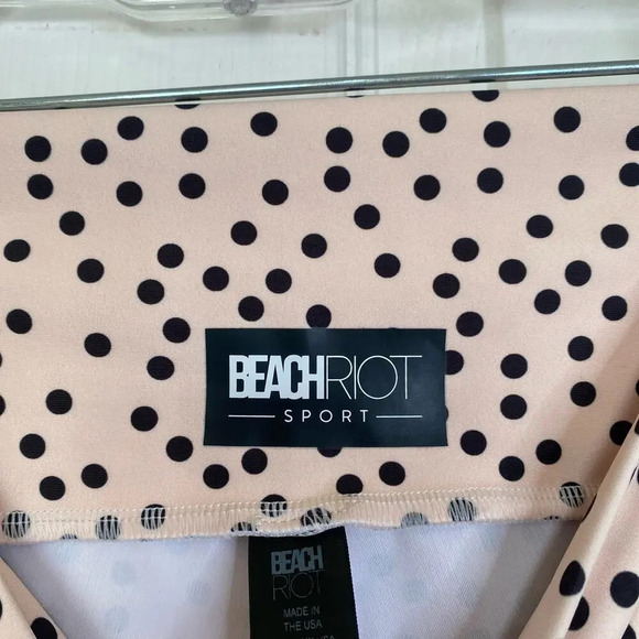 BEACH RIOT Cara Leggings V Waist Polka Dot Black Cream Size Large Athletic - Picture 6 of 8